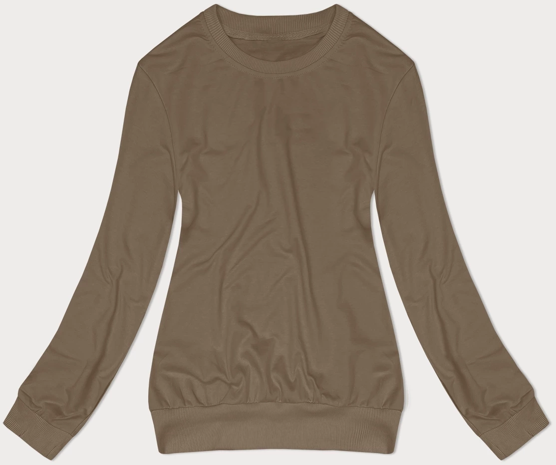 Cienka bluza dresowa damska ze ściągaczami ciemny beż (68W05-91)