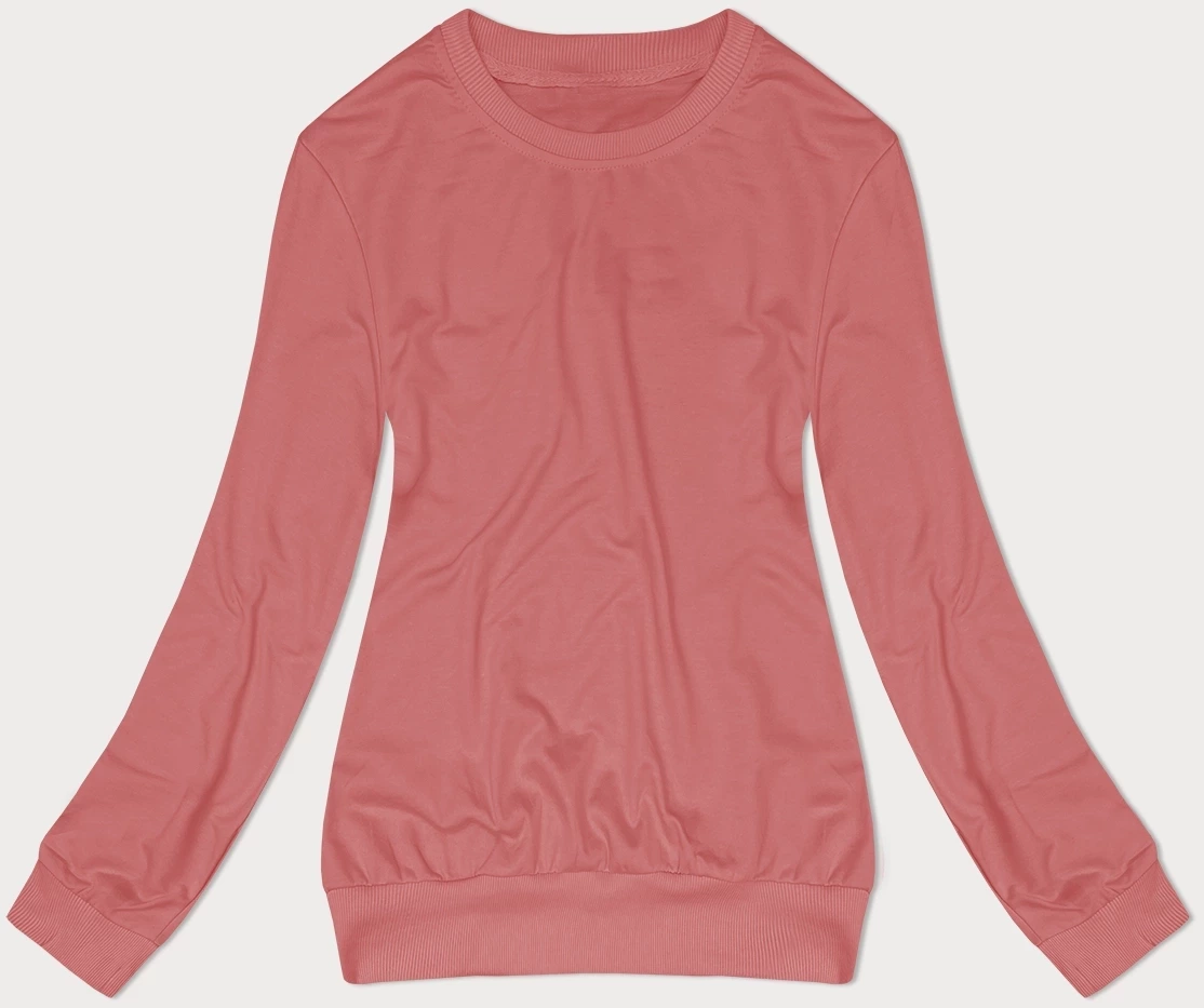 Cienka bluza dresowa damska ze ściągaczami łosoś (68W05-37)