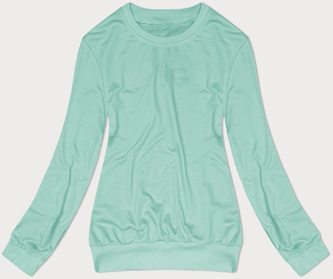 Cienka bluza dresowa damska ze ściągaczami miętowa (68W05-61)