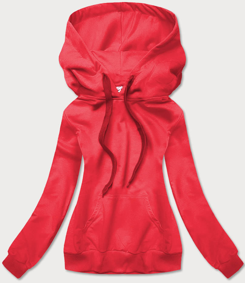 Cienka damska bluza z kapturem czerwona (wb11001-18)