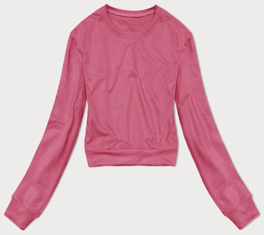 Cienka krótka bluza dresowa damska brudny róż (8B938-19)