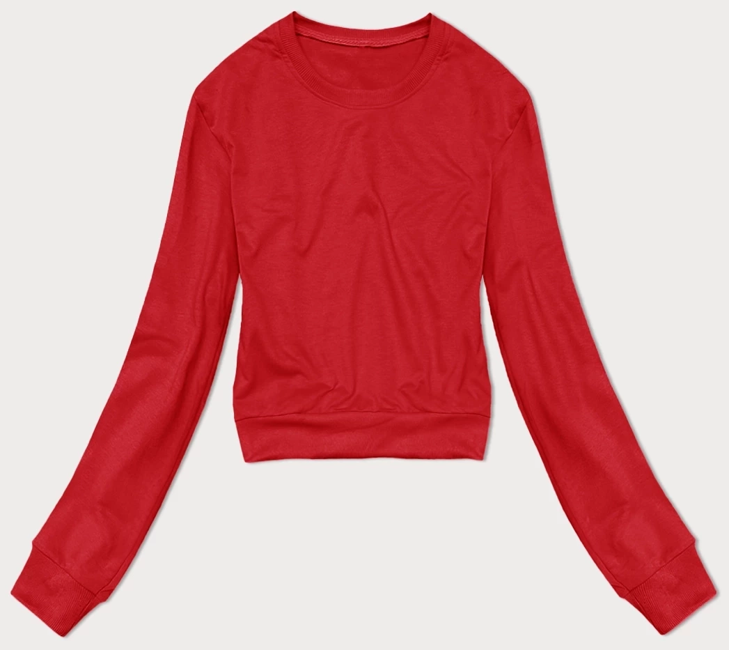Cienka krótka bluza dresowa damska czerwona (8B938-18)