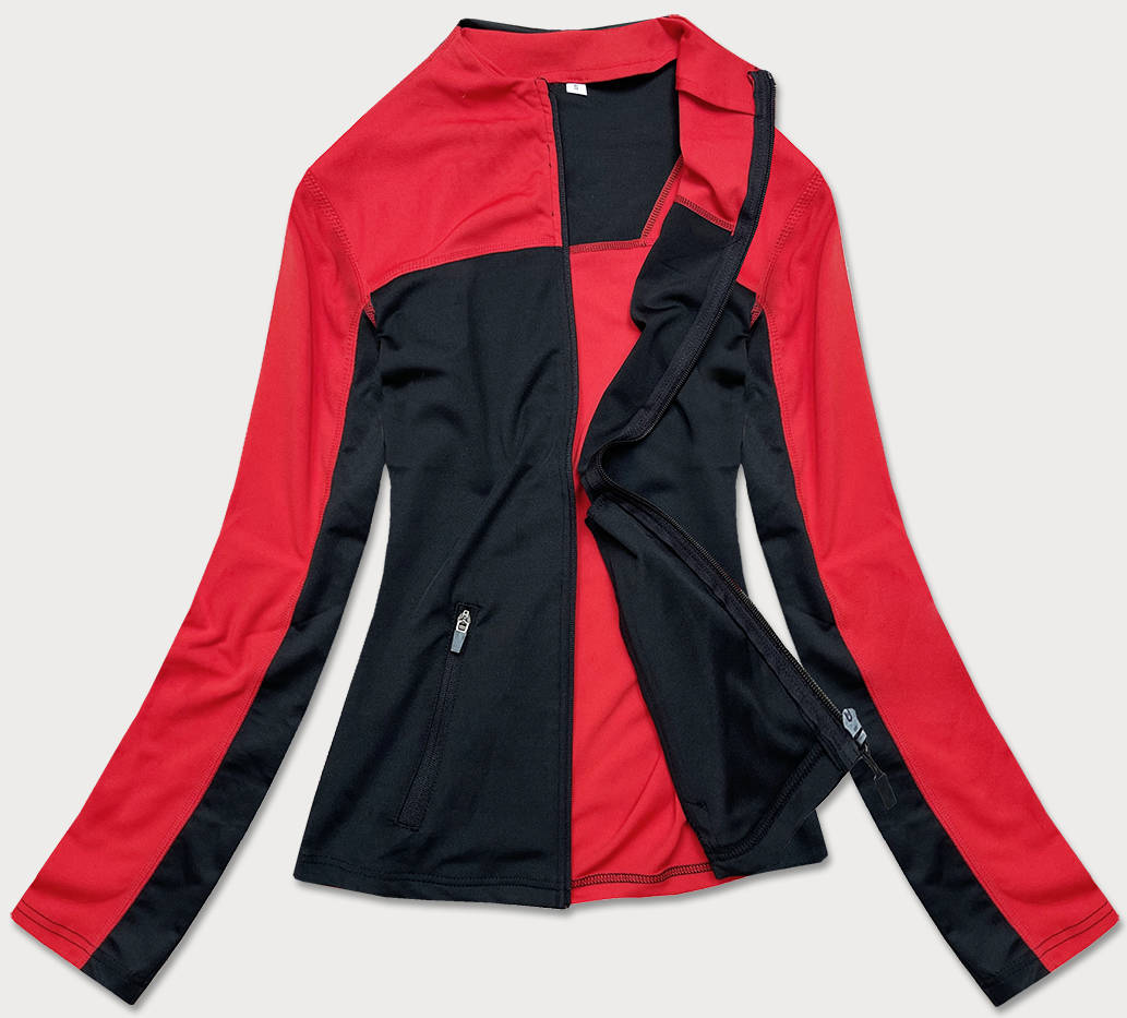 Damska bluza z elastycznego materiału czerwono-czarna (hd149-05)