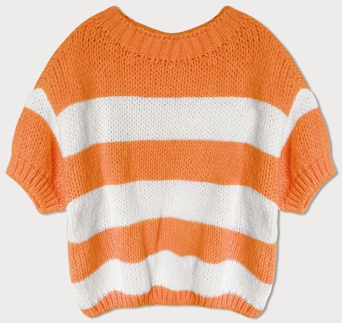 Luźny sweter damski w pasy pomarańczowy (761ART)