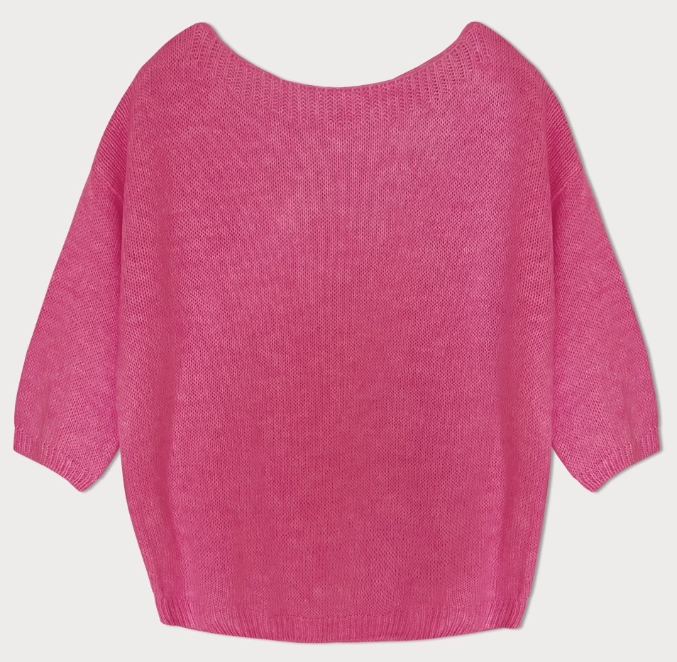 Luźny sweter z kokardą na plecach neonowy róż (759ART)