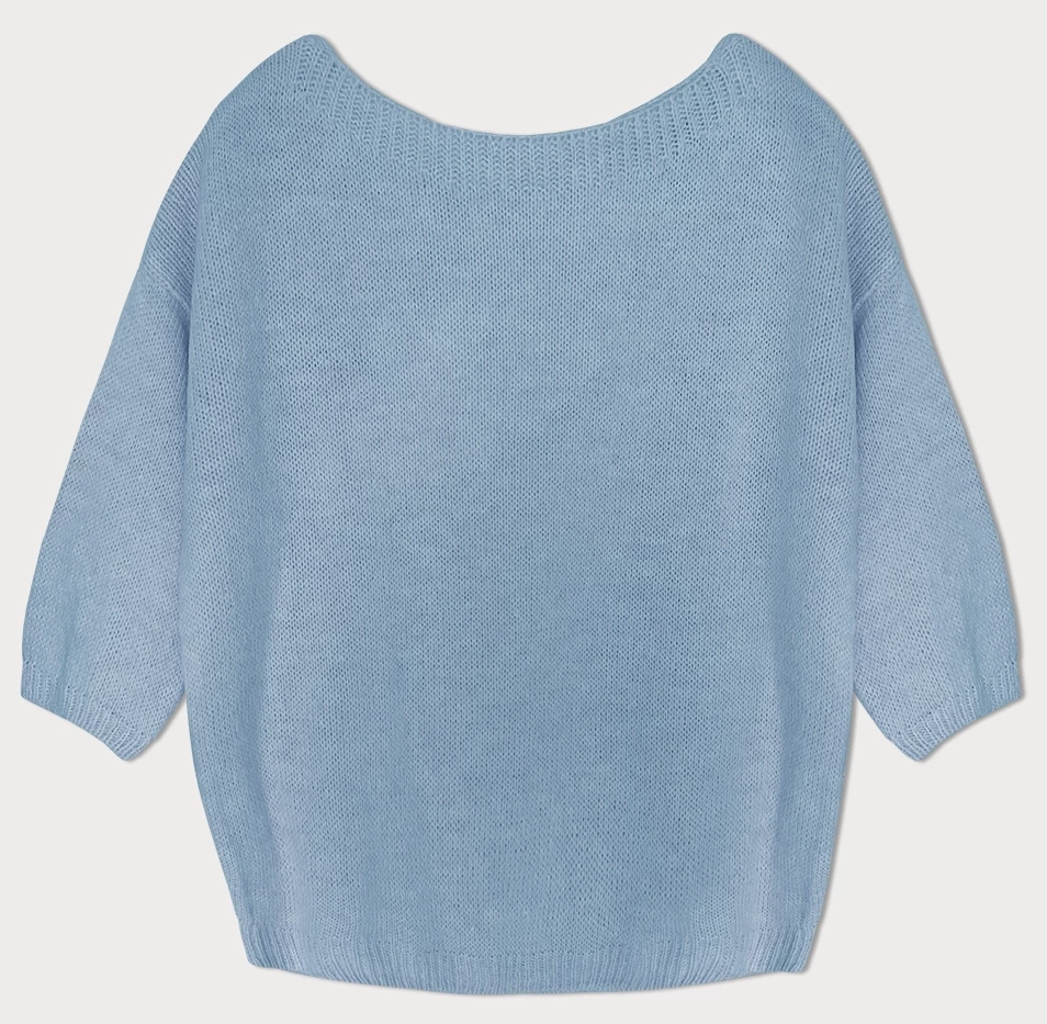 Luźny sweter z kokardą na plecach niebieski (759ART)