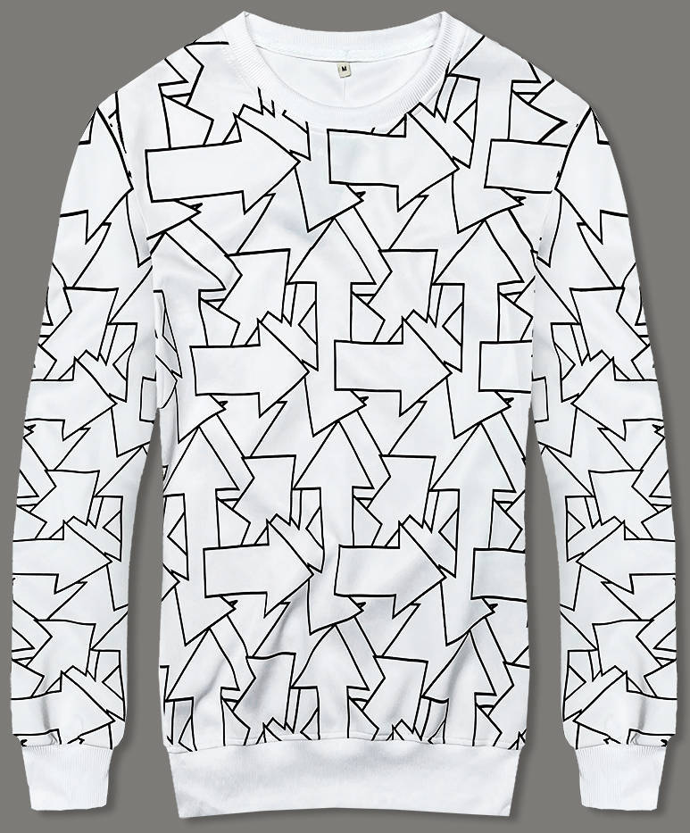 Męska bluza geometryczny wzór biała (8B1111-1)